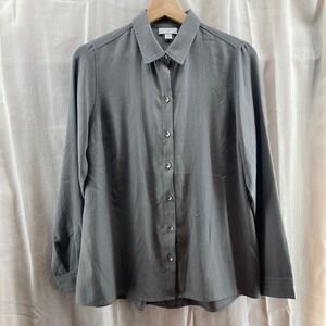 J.Jill XS Gray Button Down‎ Long Sleeve Shirt Classic Relaxed Fit